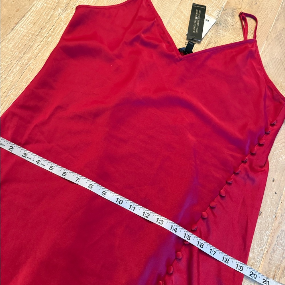 Banana Republic Red Satin Slip Maxi Dress with Side Button Detail 12 NWT - Picture 6 of 8